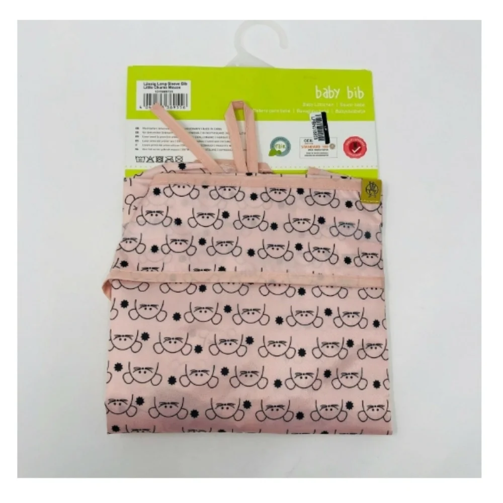 Lassig Little Chums Pink Long Sleeve Pink Mouse Bib